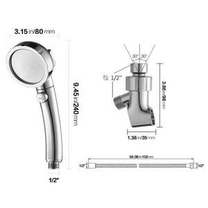 Pommeau de douche à main haute pression avec fonction pluie, réglable, avec interrupteur marche/arrêt, amovible, pour camping - Product Image 2