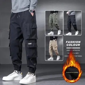 Pantalones <span class=keywords><strong>Cargo</strong></span> Estilo Japonés con Múltiples Bolsillos para Hombre, Talla Grande, Corte Holgado, con Cordón en el Tobillo, Forrados de Felpa, para Trabajo al Aire Libre, Ropa Casual - Product Image 1