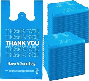 Bolsas de Plástico Azules con Asas para Colgar en la Mano, Desechables, para Uso Comercial y Compras, con la Inscripción 'Thank You' - Product Image 6