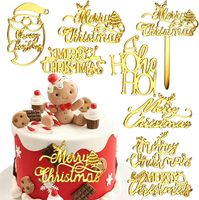 Goldener Spiegel Frohe Weihnachten Cupcake Topper Acryl Weihnachtsbaum DIY Kuchen Dekorationen Neujahrsgeschenk