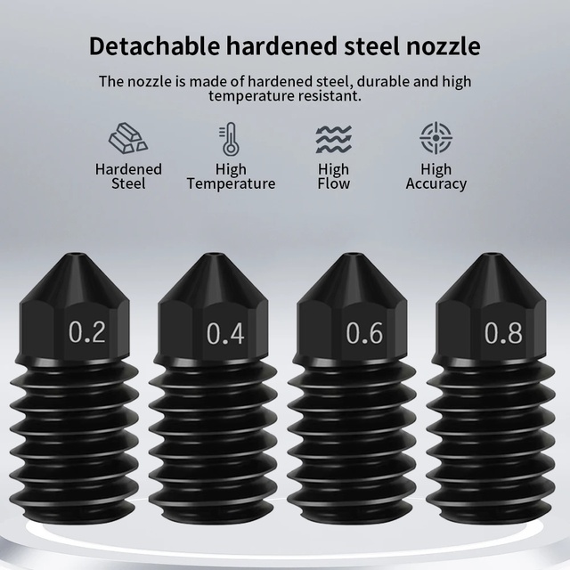 Hardened Steel Nozzle Hotend for Bambu Lab A1 / A1 Mini / H2D, 0.2 / 0.4 / 0.6 / 0.8mm, Quick-Change Upgraded 3D Printer Parts