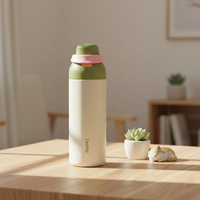 Nouvelle Bouteille d'Eau Sportive Isotherme Portable 2026 de 550 ml avec Poignée, Couvercle à Double Ouverture et Paille, Thermos Sous Vide en Acier Inoxydable de 750 ml
