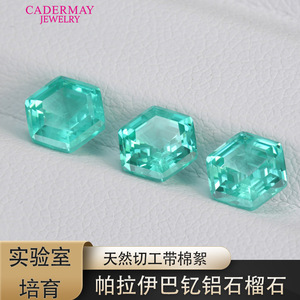 Cadermay Synthetic Paraiba Blue Green Hexagon Cut Loose Gemstone For Jewelry Making - Product Image 2