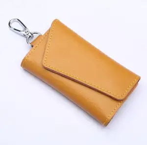 Unisex Lederen Sleutelhanger Houder Organizer Pouch Koe Split Autosleutel Portemonnee