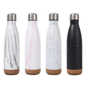 WeVi 500ml Double Walled Stainless Steel Vacuum Insulated Cola Cork Bottom Water Bottle With Lid