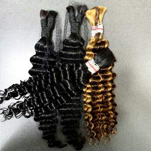Fornitori capelli umani vergini alla rinfusa onda profonda Boho extension bagnati <span class=keywords><strong>e</strong></span> ondulati capelli intrecciati umani alla rinfusa senza trama - Product Image 1