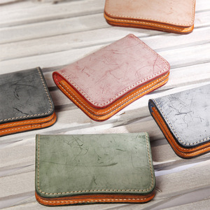 2025 New Handmade Genuine Cowhide Leather Card Holder Vegetable Tanned with Mist Wax Original Coin <b>Purse</b> Design - Product Image 3