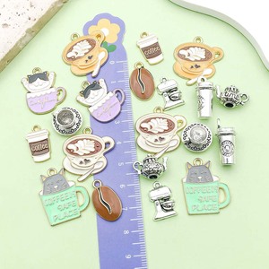 Pendentifs à thème chat et café en alliage de zinc, accessoires de bijoux DIY pour la création de bracelets et colliers, ensemble de breloques unisexe, cadeau - Product Image 3