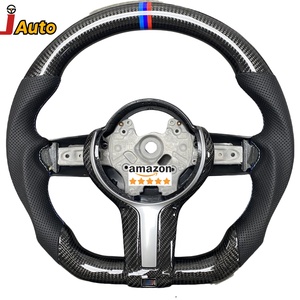 Volante Deportivo J Auto Personalizado en Cuero Negro Perforado con Fibra de Carbono M Sport con LED y Costuras Personalizadas para F10/F30/F31/E92 - Product Image 1