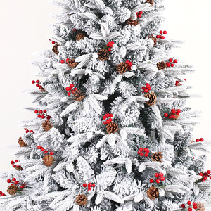 Nouvel Arbre <span class=keywords><strong>de</strong></span> Noël Artificiel en Pin Floqué Cryptographique <span class=keywords><strong>de</strong></span> Haute Qualité, Style Transfrontalier, 2,4 Mètres, Décoration Baies Rouges - Product Image 5