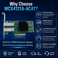 Tarjeta de Red Mellanox MCX4121A-ACAT Connect X-4 Lx EN de Doble Puerto 25GbE SFP28, PCIe3.0 X8 RoCE SR-IOV para Servidor