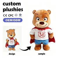Ours en peluche personnalisé OEM ODM avec sweat à capuche coloré, adorable poupée en peluche pour mascotte de marque, certifié CE CPC EN71