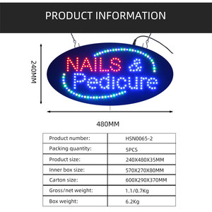 9*19 Pouces Forme Ovale Led Ongles <span class=keywords><strong>Pédicure</strong></span> Signes Led Intérieur Suspendu sur Salon De Beauté Magasin Avant Signalisation - Product Image 4