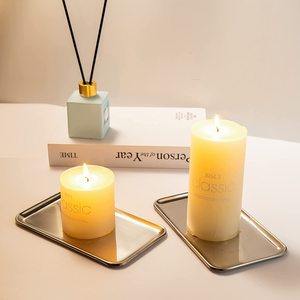 Bandeja de tocador de acero inoxidable rectangular pequeña, bandeja de almacenamiento de cosméticos y maquillaje de baño organizada para platos de joyería y platos - Product Image 3