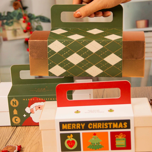 Thiết kế lạ mắt nhà Máy Giá giáng sinh Croissant Bánh Mì Bánh trứng Tart Muffin Puff tráng miệng bao bì hộp các tông với xử lý - Product Image 4