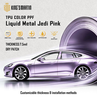 KING MARTIN Film de protection de peinture sans DMF, autocollants pour carrosserie automobile, adapté aux voitures, couleur rose Jedi métallique liquide, TPU, PPF