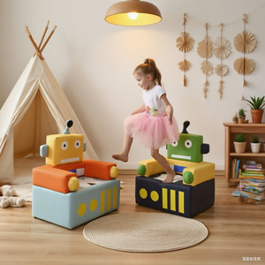 Mini-canapé pour enfants en tissu, design robot, avec dossier, pour les enfants de 3 ans et plus, siège pour chambre d'enfant - Product Image 1
