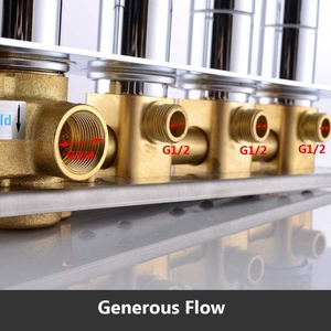 <strong>Thermostatic</strong> <strong>Shower</strong> <strong>Valve</strong> Triple Handle 3 Outlet Diverter Solid Brass Construction Brushed Finish Modern Design for Bathroom Use - Product Image 5