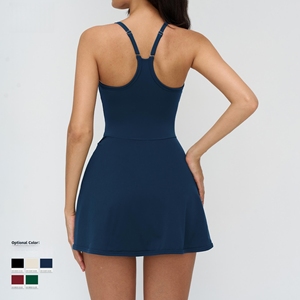 ชุดเทนนิสแบบชิ้นเดียวสำหรับผู้หญิงปี 2026 คอเหลี่ยม กระโปรงขาสั้น สายปรับได้ ชุดกอล์ฟ ชุดกีฬา - Product Image 3