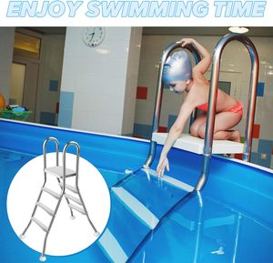 Échelle <span class=keywords><strong>pour</strong></span> <span class=keywords><strong>piscine</strong></span> <span class=keywords><strong>hors</strong></span> <span class=keywords><strong>sol</strong></span> 67.72, robuste, de luxe, 3 marches, en acier inoxydable 304, antidérapante, montage facile avec barre transversale - Product Image 6