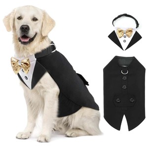 Chaleco para Perro, Traje Formal con Lazo de Lentejuelas Rojo y Negro, Disfraz para Mascotas para Bodas, Material de Poliéster para las Cuatro Estaciones - Product Image 5
