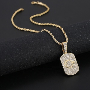 Commercio all'ingrosso della fabbrica 3MM catena di corda in acciaio inox Hip Hop lega e Bling strass Moonstars collana pendente - Product Image 3