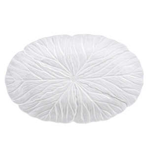 Ensemble d'assiettes en céramique à motif <span class=keywords><strong>de</strong></span> feuilles blanches, plat brillant pour servir du poisson, des <span class=keywords><strong>fruits</strong></span> <span class=keywords><strong>de</strong></span> <span class=keywords><strong>mer</strong></span> et des plats principaux à la maison ou au restaurant - Product Image 6