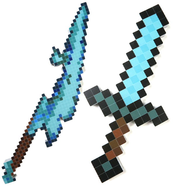 MC Cave Game Gaming Merchandise Weapons Kids Gifts Pixel Weapons Diamond Sword Diamond Pickaxe Collectible Decor Wooden Toys