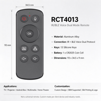 Remote Kontrol Suara IR BLE 13 Tombol untuk Android TV Box RCT4013 Kontrol Satu ke Satu OEM ODM