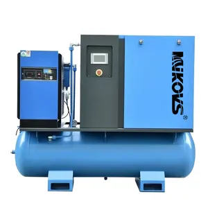 Slient Industriële 10hp 7.5kw Geïntegreerde Schroef Luchtcompressor Tan Gemonteerd Met 400l Luchttank En Droger Voor Lasersnijindustrie