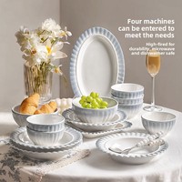 Service de vaisselle en céramique de style français - Compatible micro-ondes - Nouveautés - Bols et assiettes élégants pour la maison - Cadeaux de pendaison de crémaillère