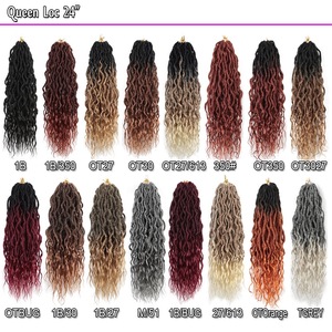 Coiffures Faux Locs au Crochet Avec Extrémités Bouclées, Wavy Queen Locs Pré-Bouclées Ombrées, Tresses Synthétiques Rallonges Cheveux Afro Dreadlocks - Product Image 2