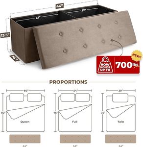 112*38*38cm Faux Suede tiết kiệm không gian homeuse livingroom đồ nội thất Divider ráp phòng ngủ nhập băng ghế dự bị phân lưu trữ <span class=keywords><strong>Ottoman</strong></span> - Product Image 2