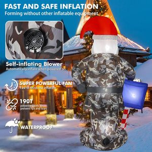 7FT LED ışıkları noel şişme Santa baba kamuflaj asker ordu parti süslemeleri şişme noel dekorasyon için - Product Image 5