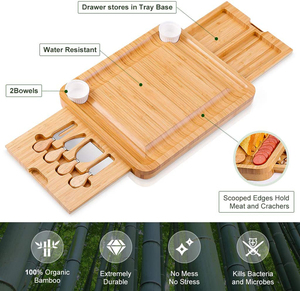 Útil <span class=keywords><strong>embutidos</strong></span> bandeja de queso Junta regalos de Navidad de cortadora de queso con doble cajón de la cubertería - Product Image 5