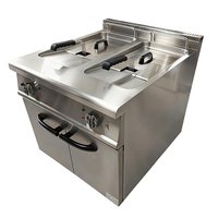 Friteuse électrique professionnelle en acier inoxydable à panier unique, 2 cuves, avec armoire et panneau de contrôle de température