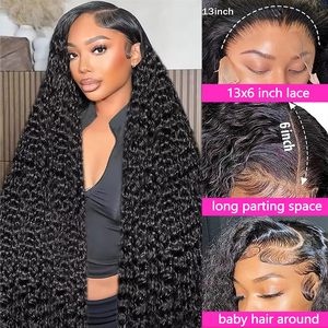 Pelucas de cabello humano natural de 40 pulgadas, 13x4, sin pegamento, con encaje frontal HD, cabello indio rizado con ondas de agua, peluca con encaje frontal transparente para mujeres - Product Image 3