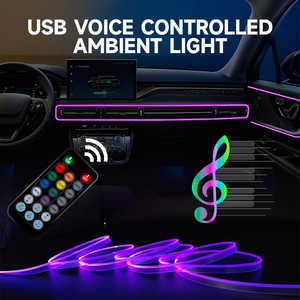 Phare de voiture <span class=keywords><strong>LED</strong></span> néon 13,12 pieds, <span class=keywords><strong>bande</strong></span> de fibre optique RVB colorée, télécommande USB, lampe décorative adaptable pour voiture - Product Image 5