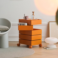 Meuble de Rangement Rotatif, Étagère Mobile, Chariot pour Appartement Compact, Table de Chevet sur Roulettes, Design Moderne, Optimisation de l'Espace, Salon