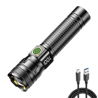 Lampe torche tactique laser blanche : Rechargeable, zoomable, affichage numérique, lanterne portable, torche LED longue portée pour l'exploration