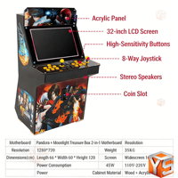 ZDYS Grande borne d'arcade de table à monnayeur Pandora Moonlight Box, double joueur, rétro, avec joystick métallique pour jeux de basket et de boxe, garantie 1 an