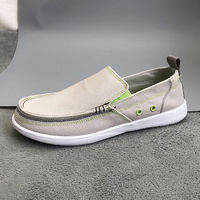 Mocassins en toile respirants pour hommes, chaussures de marche estivales à enfiler, semelle intermédiaire en chanvre, tendance mode, semelle extérieure en plastique, pour l'extérieur