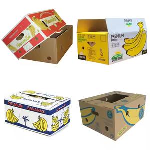 Boîtes de <span class=keywords><strong>transport</strong></span> en carton ondulé pour bananes et légumes, personnalisées en gros, avec poignée, revêtement UV, gaufrage, pelliculage mat, boîtes rigides - Product Image 1