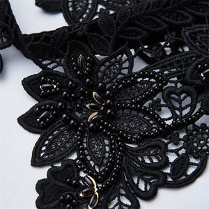 Cuello de Encaje Soluble en Agua de Lujo LHY, Aplique de Flores Bordadas con Perlas, Cuello Falso Desmontable <span class=keywords><strong>para</strong></span> <span class=keywords><strong>Vestidos</strong></span> de Novia - Product Image 2