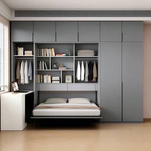 Integrated Molding ENF Environmental Grade Murphy Bed <strong>Wardrobe</strong> Bookcase <strong>Unit</strong> for Small Space Bedroom Furniture - Product Image 2