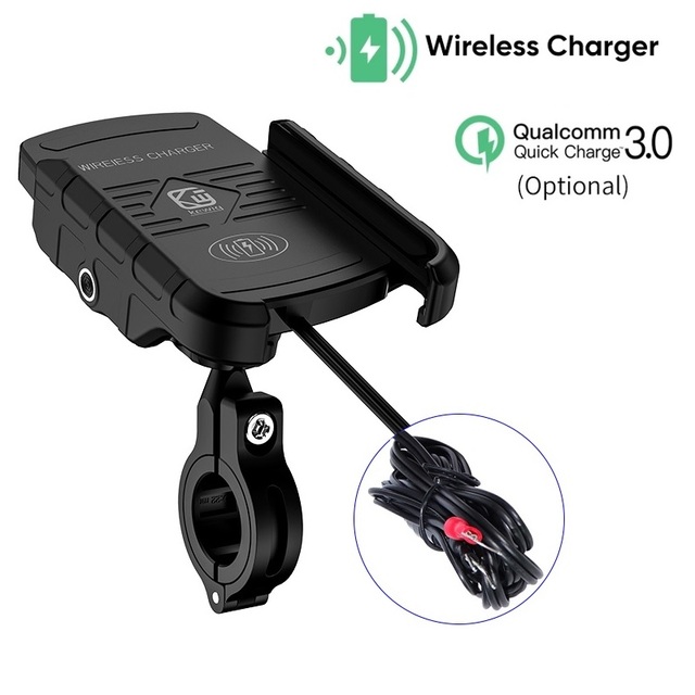 QC3.0 USB Charger Motorcycle Phone Holder Wireless Charging Stand Handlebar Mount Scooter Motorbike Mobile Bicycle Accessories