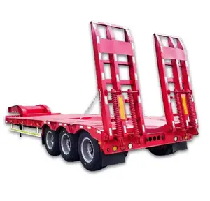 Wosheng factory sale directly 3 Axles 12 wheels Low bed container chassis Loader semi trailer lowboy trailer