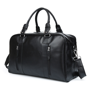 Logotipo personalizado impermeable negro de cuero genuino, bolsa de cuero Real bolsa de viaje de fin de semana - Product Image 2