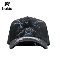 Gorras de Béisbol Deportivas de Alta Calidad con Logotipo Bordado en 3D, Diseño Desgastado, 5 Paneles, Algodón/Gamuza, Color Dorado
