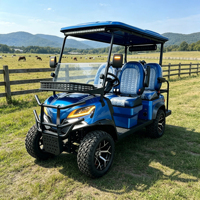 Véhicule de golf électrique 4 places en promotion, batterie lithium 72V, homologué DOT pour le marché américain, avec kit complet d'équipements de sécurité
